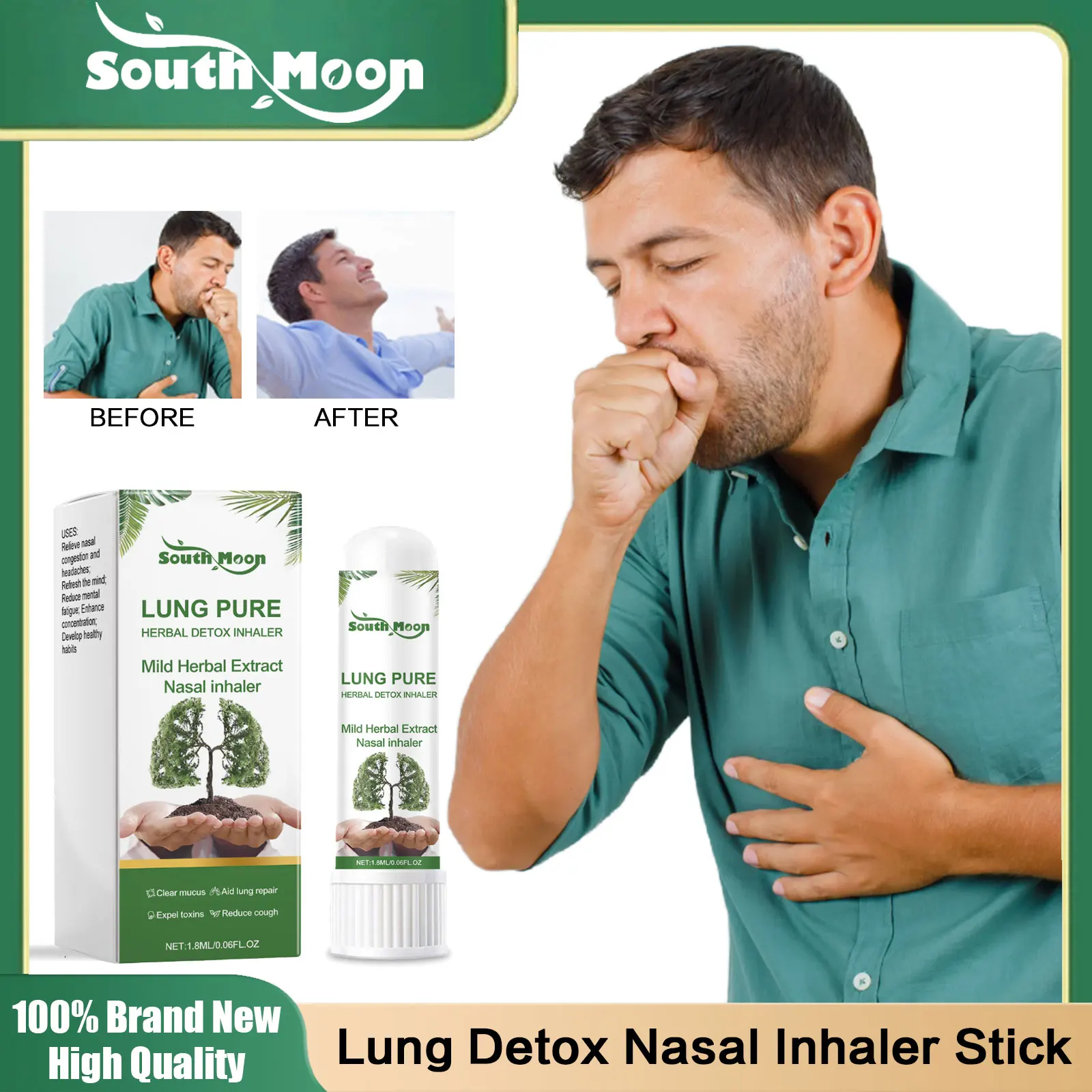 

Herbal Lung Cleansing Detox Nasal Inhaler Stick Promote Smooth Breathing Reduce Cough Improve Smokers Lung Health Care Products