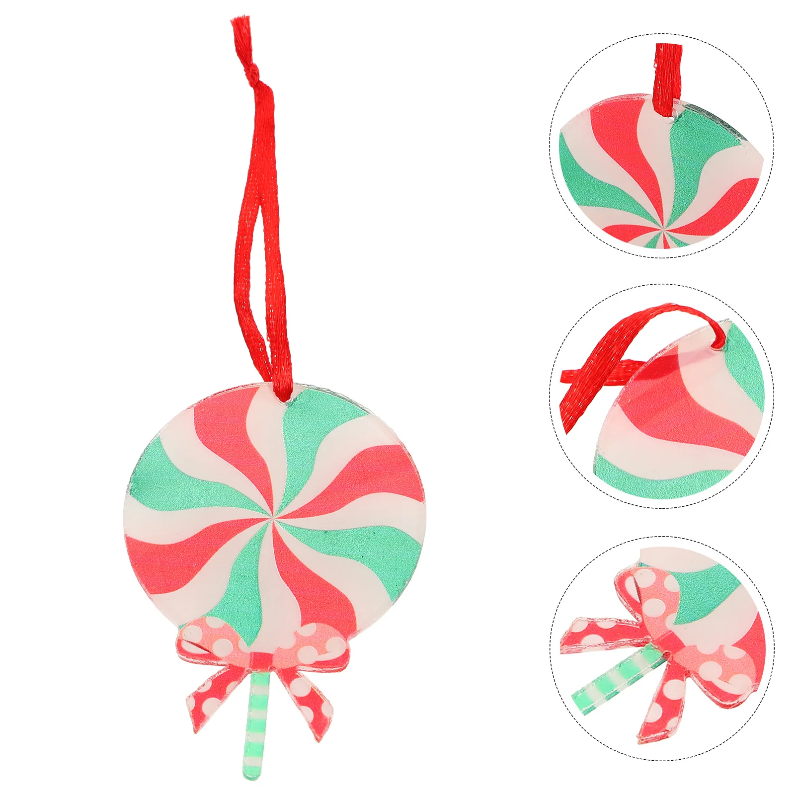 

10Pcs Acrylic Lollipop Christmas Tree Ornaments Peppermint Candy Decorations Xmas Party Supplies Favors