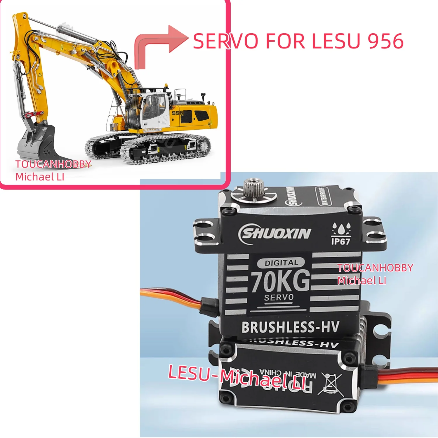 

In Stock 70KG Rotating Servo for LESU 956 RC Excavator Digger Upgraded DIY Parts Loader KIT Ver Engineering Vehicle Toy Model