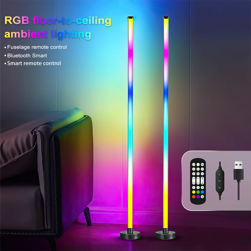 

RGB Color-changing LED Smart Lamp Bluetooth Corner Floor Lamp Dimmable Modern Mood Lighting For Bedroom Living Room Home Decor
