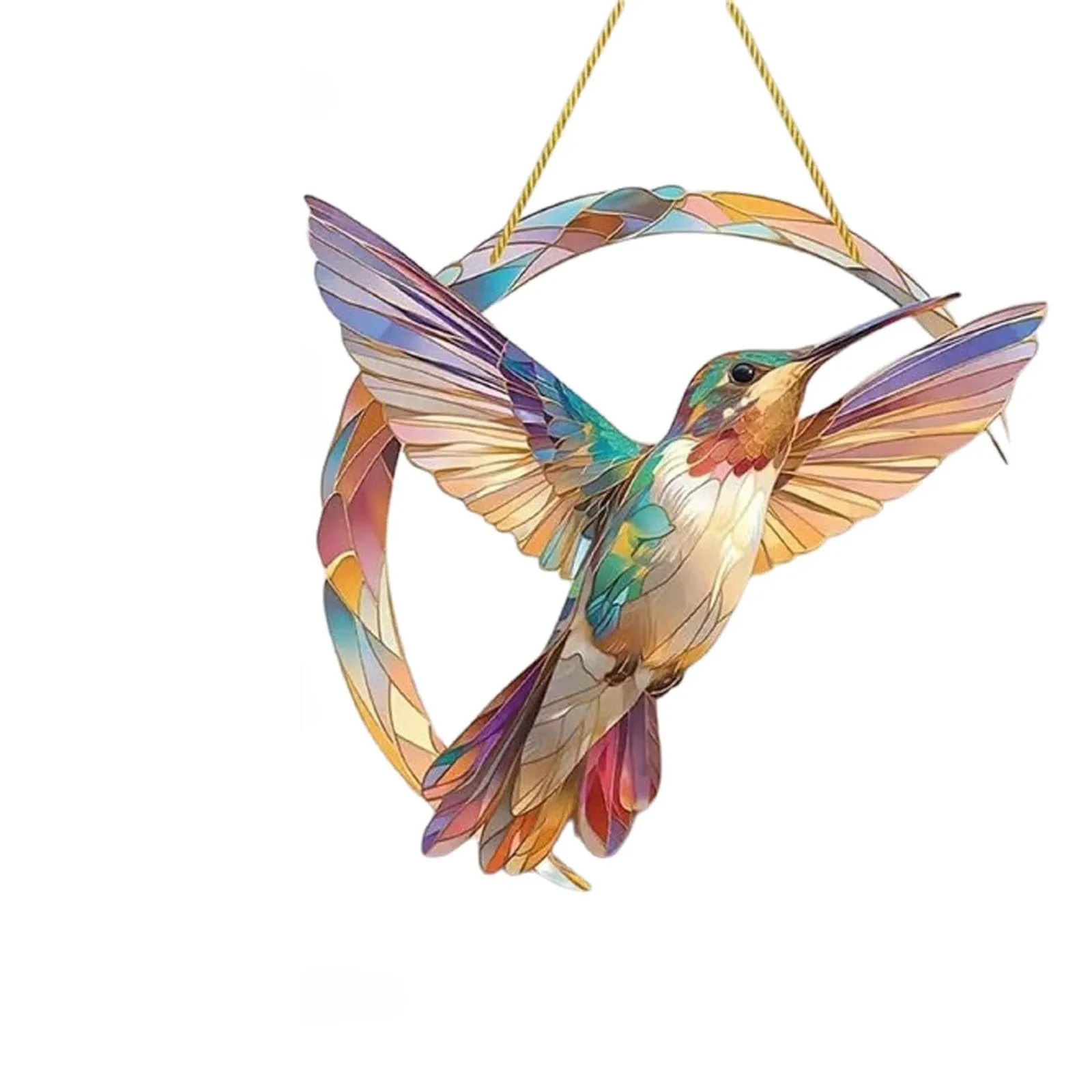 2024 New 2d Hummingbird Suncatcher Colorful Window Hanging, Stained Glass Suncatcher Hummingbird Wall Decor Hummingbird Gifts