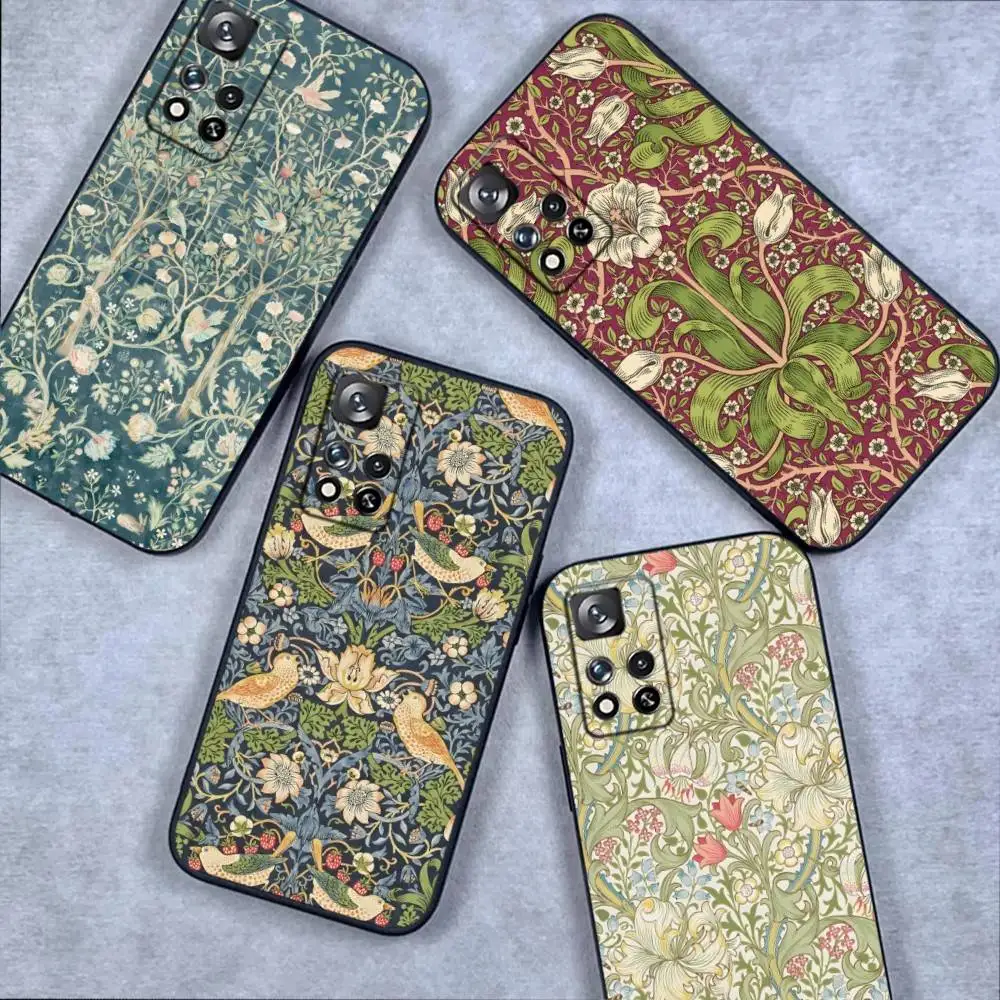 

William Morris Phone Case For Samsung S 25,24,23,22,30,21,10,9,Ultra,Plus,Lite,FE,4,5G Black Soft Case