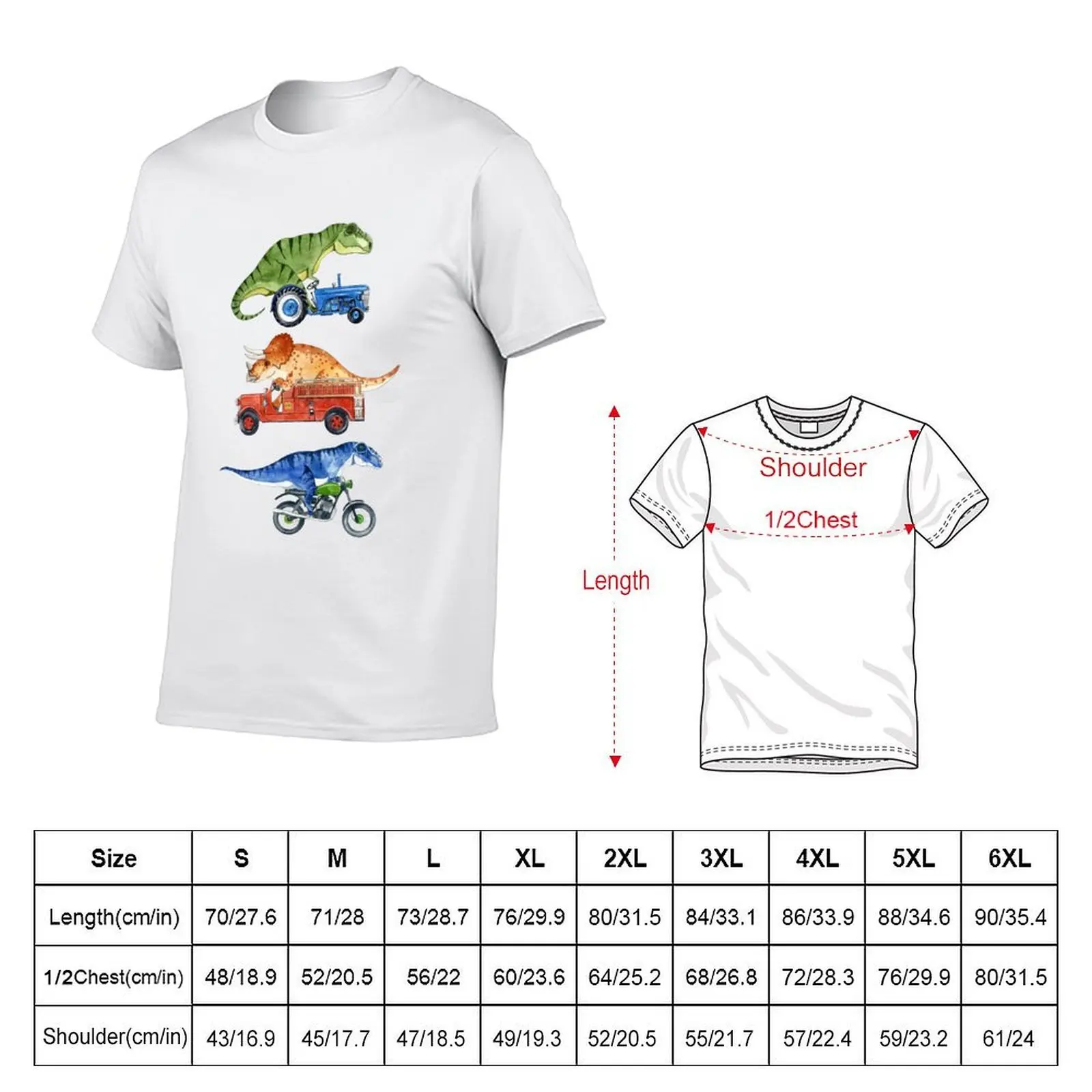 Old Dinosaurs going to work on vintage machines T-Shirt Summer Casual Loose T-Shirt
