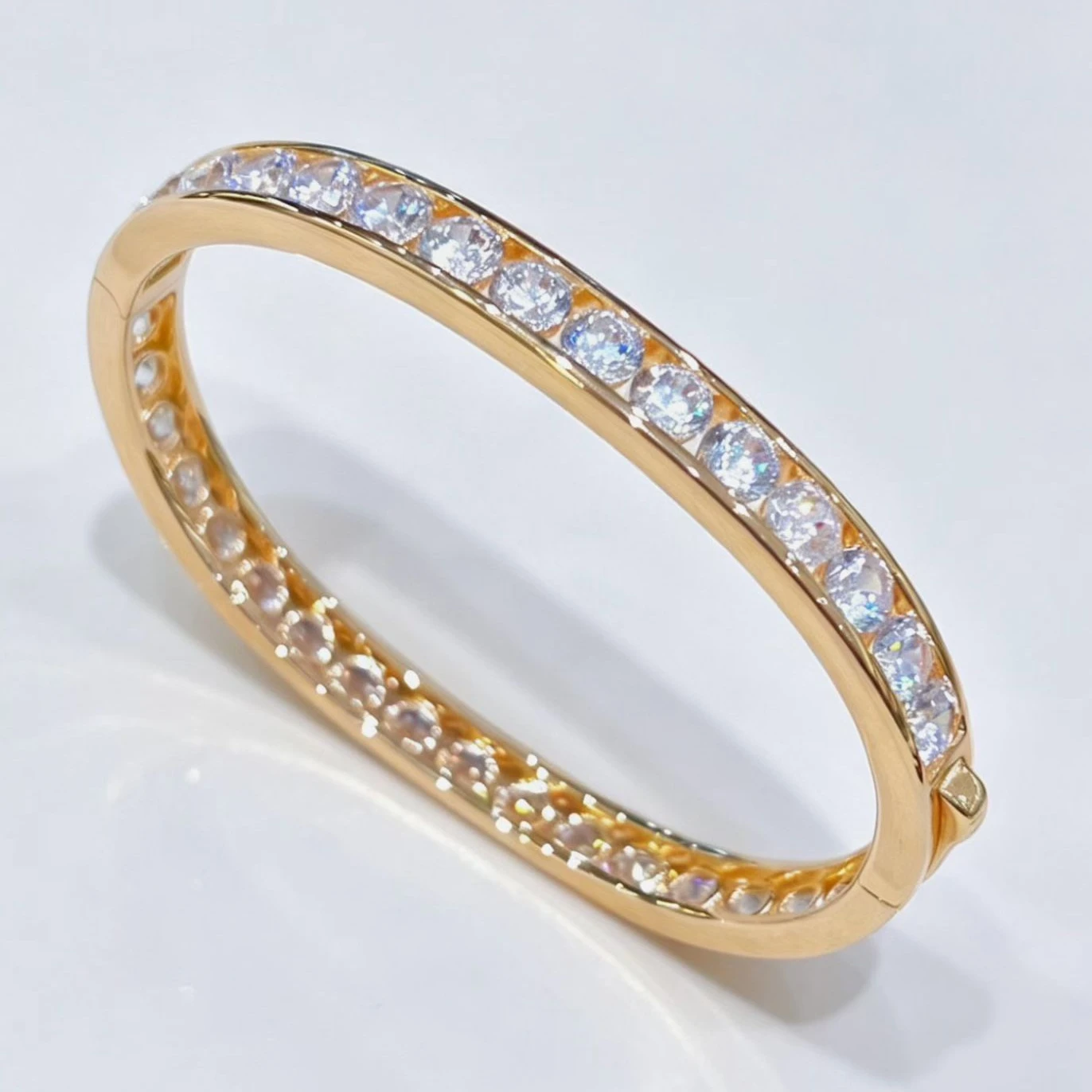 KQDANCE Luxury 925 Silver With Synthetic Sparkling Round Diamond Bangle Bracelet Women Fine Jewelry Anniversary Gift
