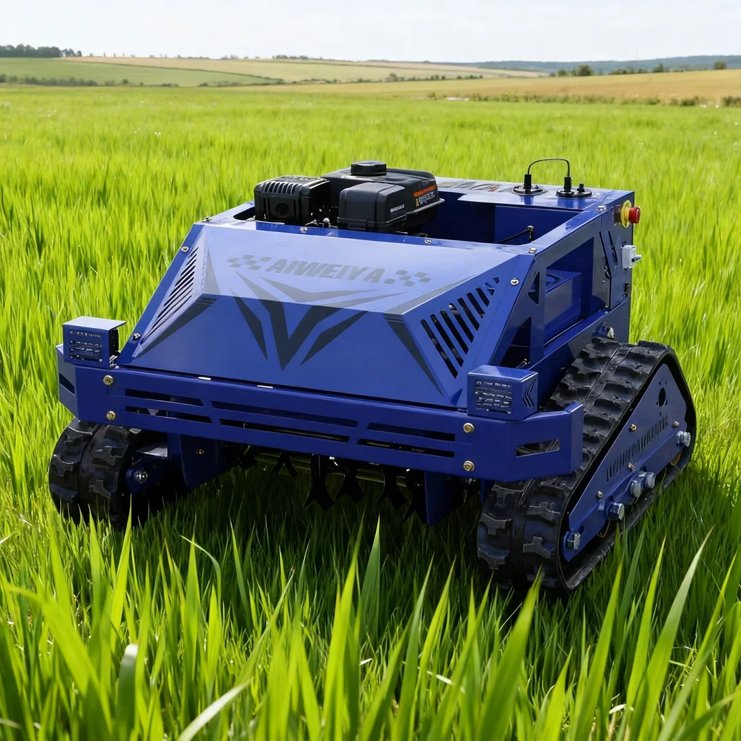 

Customized Crawler Type Remote Control Flail Lawn Mower Household Lawn Trimmer with Free Blades & Snow Shovel