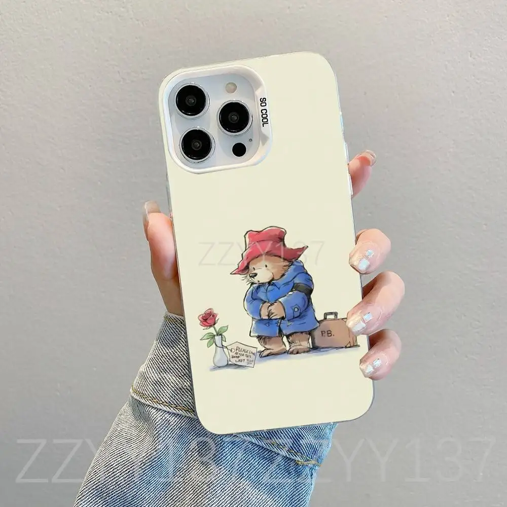 P-PaddingtonS ベア iPhoneケース iPhone 16,15,14,13,12,11,8,7,Pro,Max,Plus,Mini,XS,SE対応 ホワイト キャンディマット 耐衝撃カバー