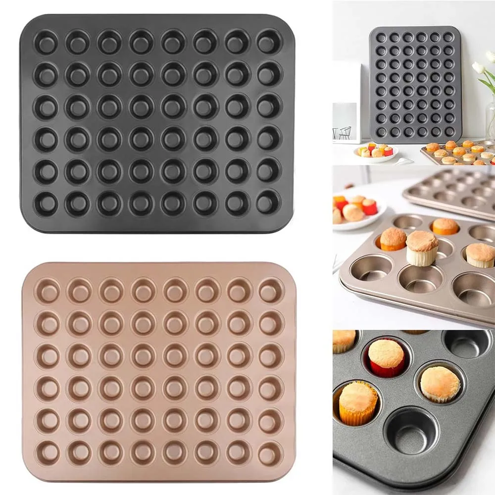 48 Cavities Mini Muffin Tray Non‑Stick Round Carbon Steel Pan DIY Cupcake Pastry for Kitchen Baking Ckae Shop Professional Mold