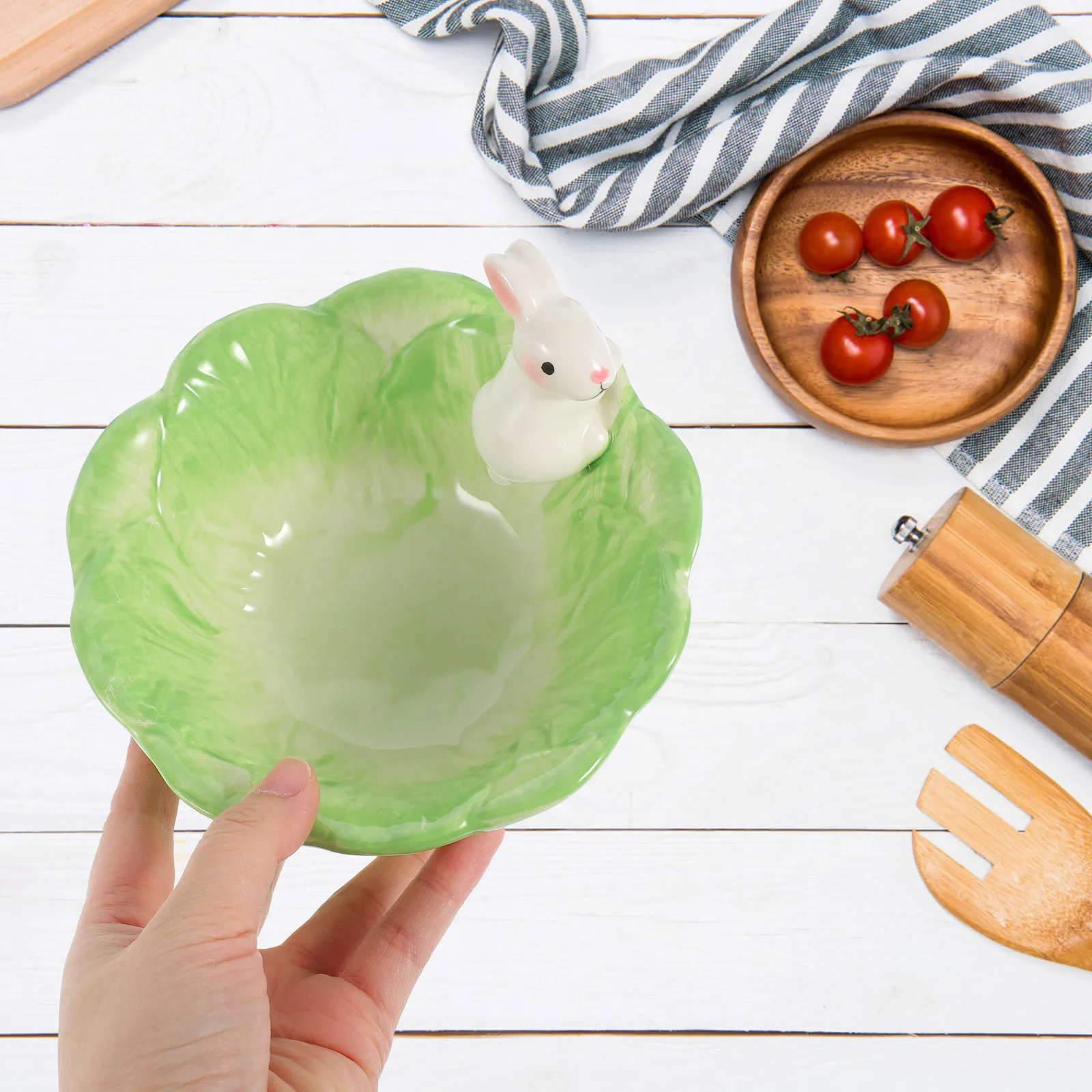 

Cartoon Animal Rabbit Bowl Ceramic Children Tableware 5.89 Inch Non Slip Bottom Creative Kids Food Bowl Children Tableware