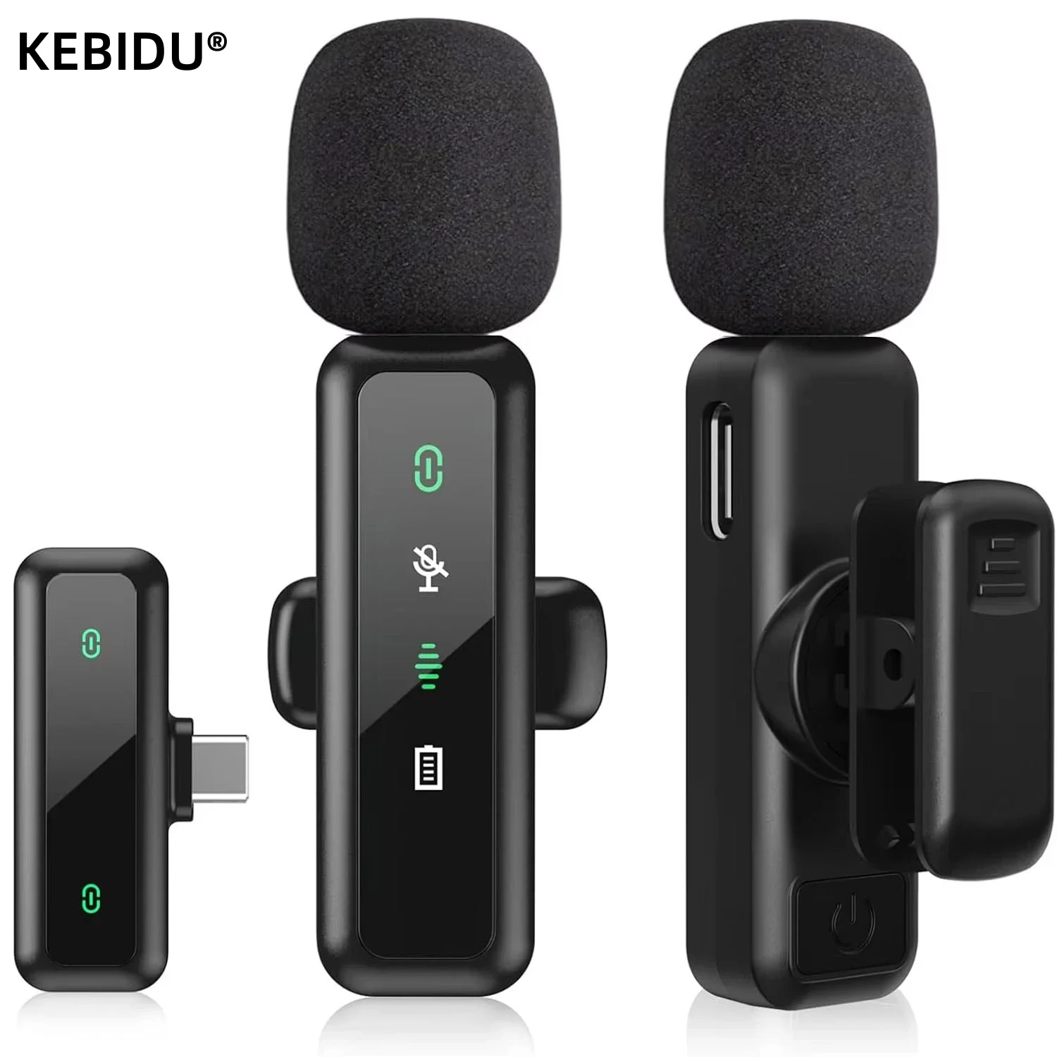 Lavalier Wireless Microphone 80mAh Rechargeable Battery Clip-On Podcast Mic for Streaming Vlogging Voice Recording Plug & Play