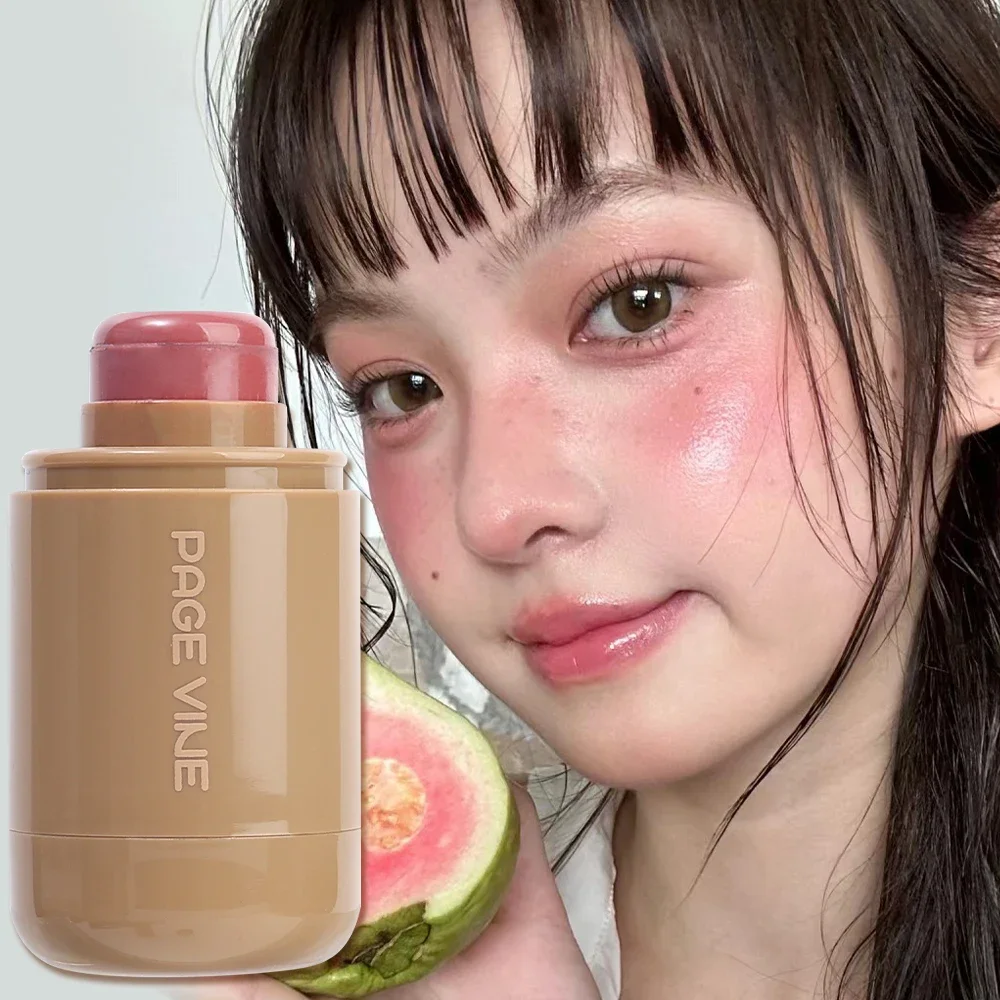 Waterproof Blush Stick Waterproof Brighten Face Contouring High Pigment Moisturizing Silky Blush Cream Cheek Lip Tints Cosmetics