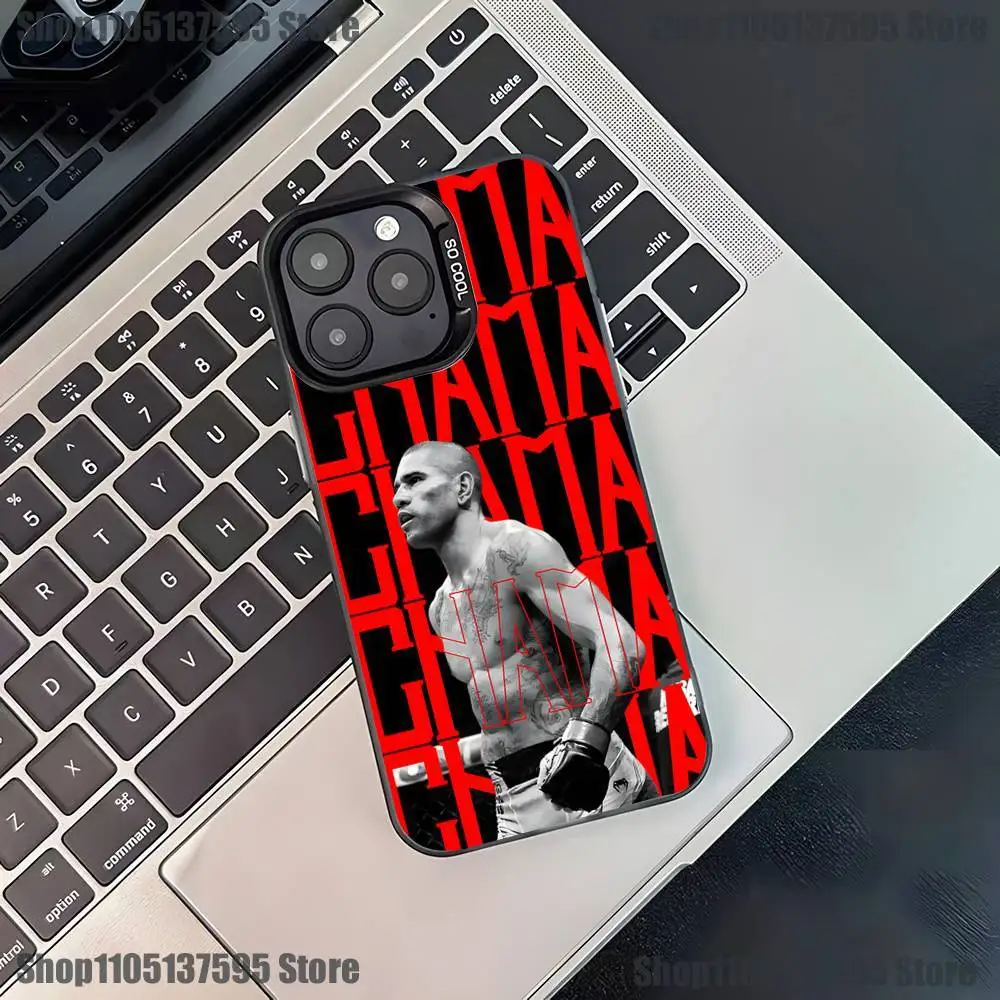 الملاكمة Hfighting بيريرا أليكس جراب هاتف آيفون 17,16,15,14,13,12,11,Pro,XS,Max,Plus,Mini,SE4,E غطاء أسود غير لامع مقاوم للصدمات #4