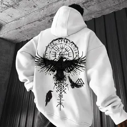 Oversized viking totem impressão hoodie para homem solto casual águia super legal hoodie pessoal personalizado moletom com capuz masculino camisa esportiva