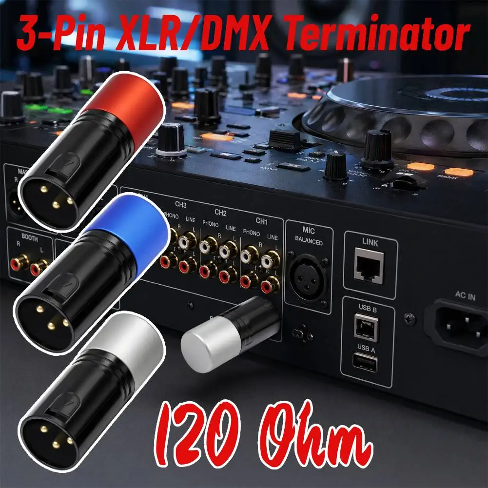 120 Ohm 3-Pin XLR/DMX Terminator Adapter for Lighting and Audio Systems Signal Integrity Optimal Signal Termination Resistor