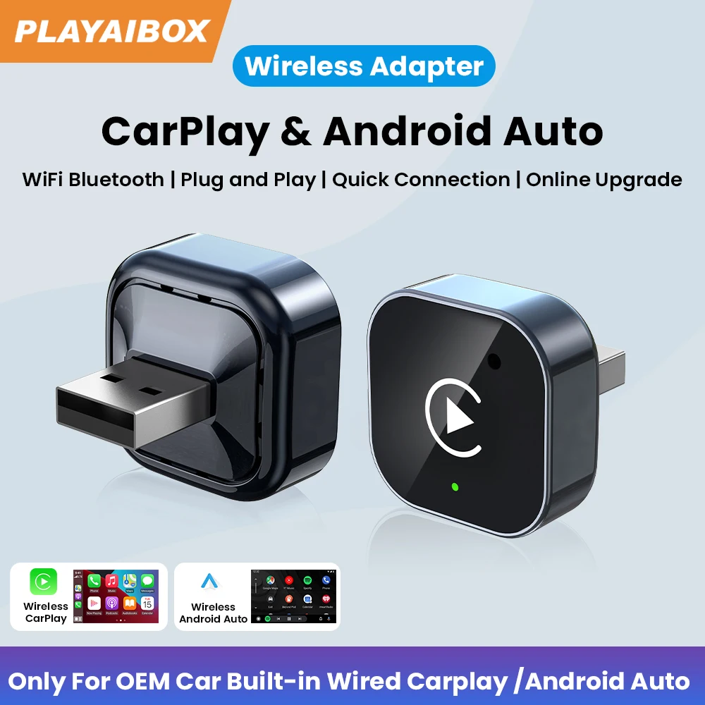 Adaptor CarPlay Nirkabel Android Auto Dongle USB Kotak Mini Pintar Plug And Play Universal Untuk VW Toyota Nissan Honda Ford Benz Kia