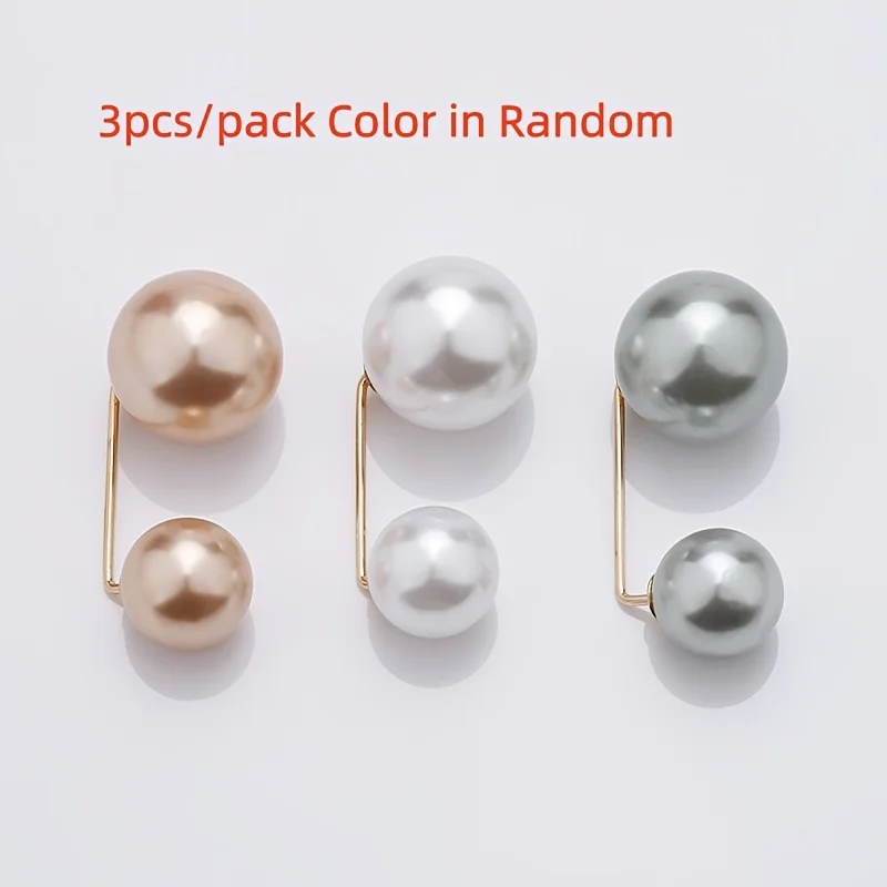 3pcs/pack Random Color imitation pearl ruffle fixed buckle, brooch buckle, clothing accessory decoration buckle