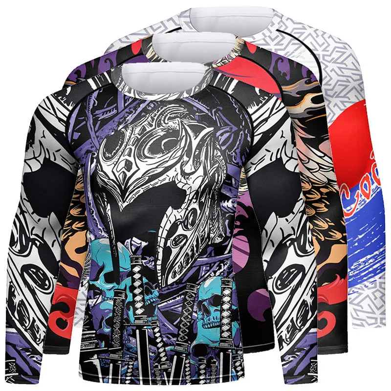 Męska koszulka bokserska Mma Rashguard Jiu Jitsu koszulki z koszulkami z motywem wysypki odzież sportowa Fitness