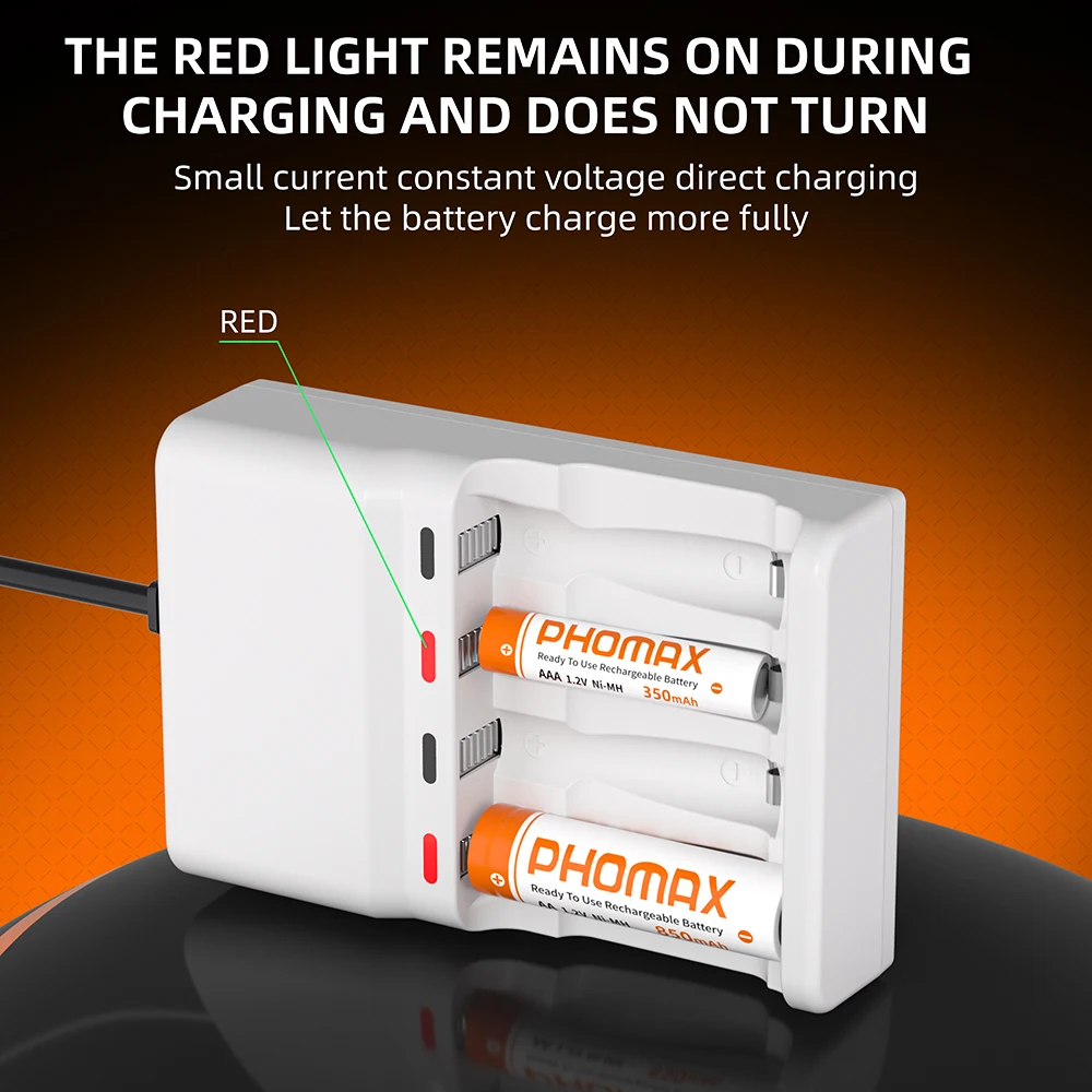 

PHOMAX 1.5V AA AAA NI MH Rechargeable Battery With Charger AA 850wAh AAA 3500mAh For Toy Clock MP3 Player Replace Ni-MH Battery