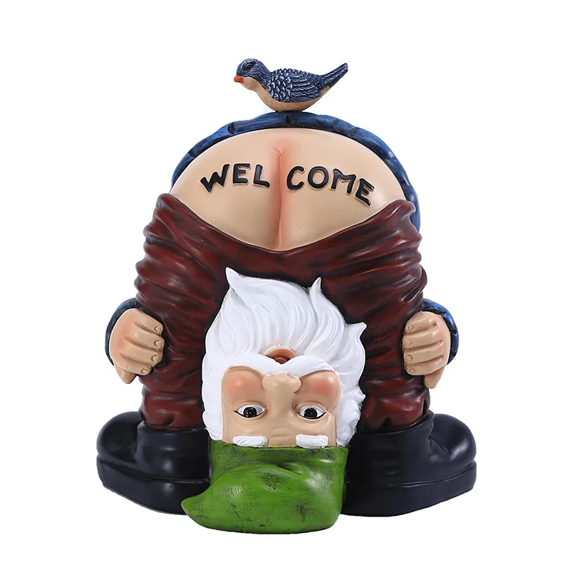

18CM Upside-Down Welcome Gnome - Christmas Resin Decor, Funny Yard Ornament, Holiday Gift