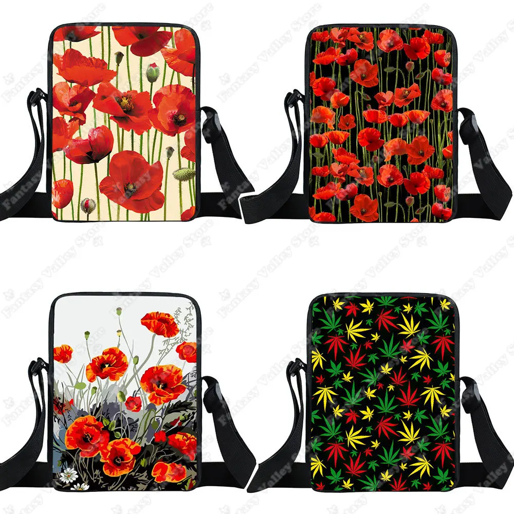 Piękny czerwony kwiat maku Crossbody torby damskie torebki casualowe torby tote telefon uchwyt torebki damskie torby na ramię dla podróży Bookbag
