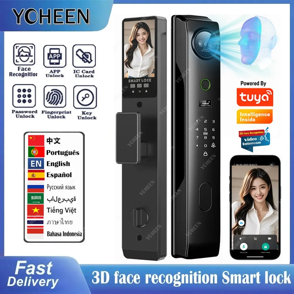 Active intercom Video Intercom Active Tuya Wifi App Unlock Multilingual Full Automatic Face Fingerprint Code Key Card Smart Lock