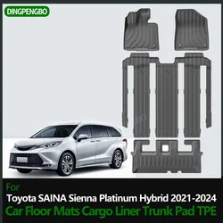 Voor Toyota SAINA Sienna 7 zetel Hybrid 2021-2024 Auto Vloermatten Cargo Liner Kofferbak Pad TPE linksgestuurde Interne Accessoires