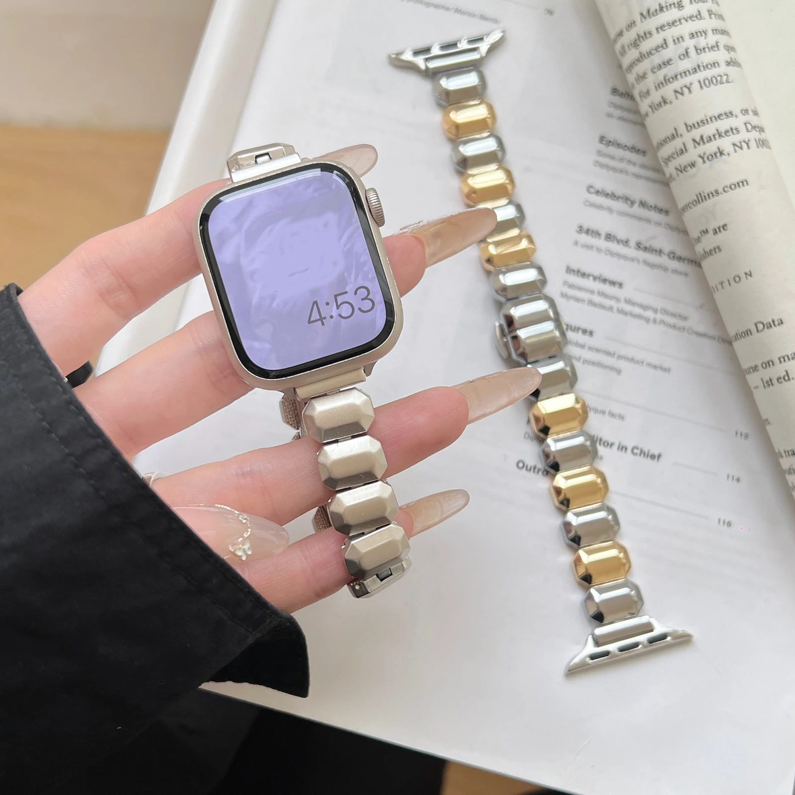 Металлический ремешок для Apple Watch Band Block, браслет-цепочка для Iwatch987654SE Ultra для мужчин и женщин 38 40 41 42 44 45 49 мм, модный браслет