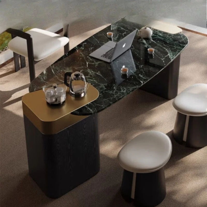 

Light luxury minimalist tea table, luxury stone tea table and chair combination, recommended villa home balcony tea table