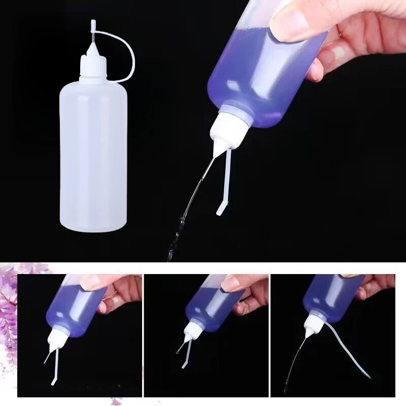 1/3/5 szt. 5ml-100ml Plastikowe Przezroczyste Butelki z Igłą do Kleju Puste Butelki z Kroplomierzem Precyzyjny Aplikator do Kleju DIY