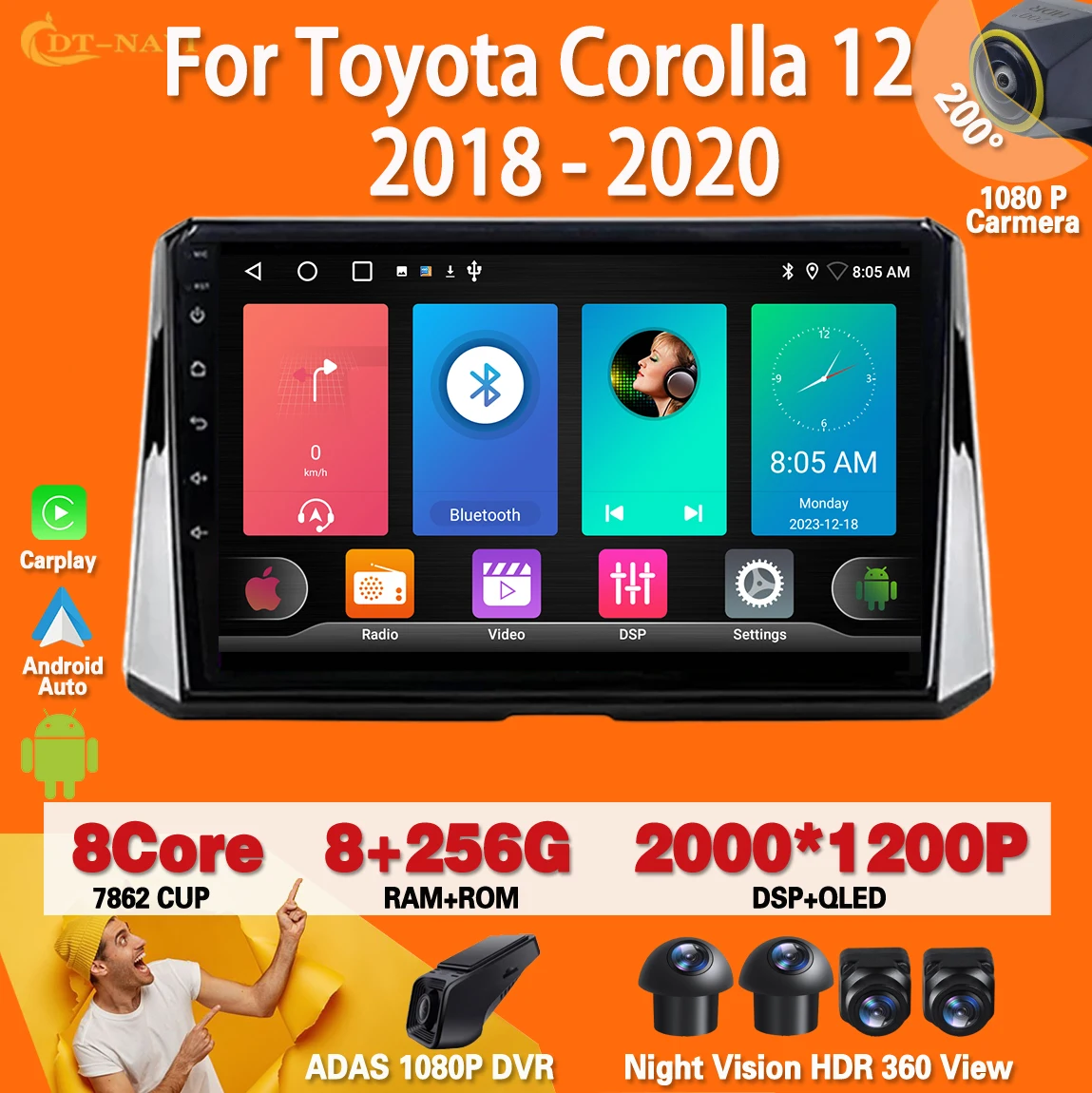 

Android 13 For Toyota Corolla 12 2018 2019 2020 Radio Carplay Auto Radio Stereo Multimedia Player Navigation GPS 4G WIFI BT