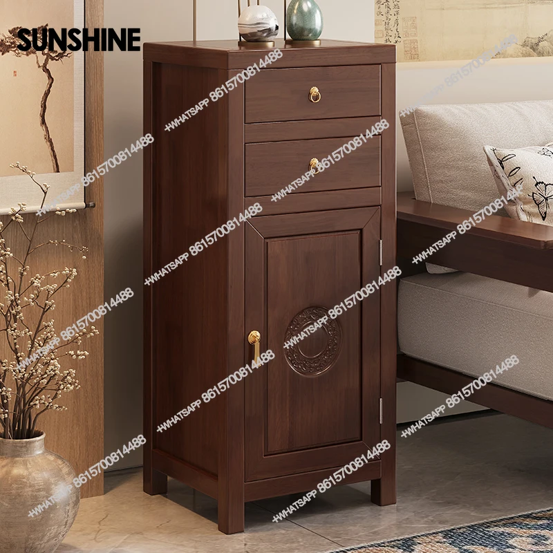 

New Chinese solid wood sideboard, home living room large-capacity storage cabinet, wall storage