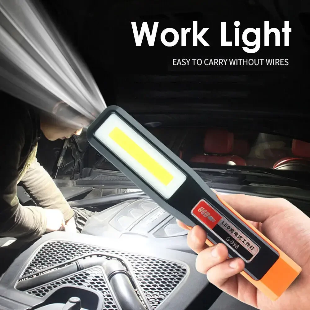 Imagem -04 - Brilhante Cob Led Luz de Trabalho Lâmpada Mecânica do Carro Usb Recarregável Lanterna Tocha Magnética Luz de Advertência de Luz de Emergência Peças