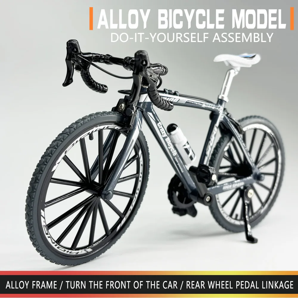 1:8 Mini Allloy Bicycle Model Diecast Finger Mountain DIY Assembly Bikes Simulation Collection