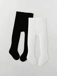 1 Pair of Infant Knitted Tight Panyhose,Soft Traceable Cotton Leggings White,Black Toddler Pants for 0-36 Months Baby Girls Waer