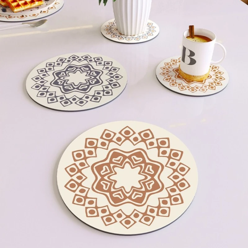 3Pcs 15CM Diatom Mud Heat Resistant Table Mat Round Insulated Placemat Non Slip Pot Pad Bowl Cup Coaster Dining Table Protector