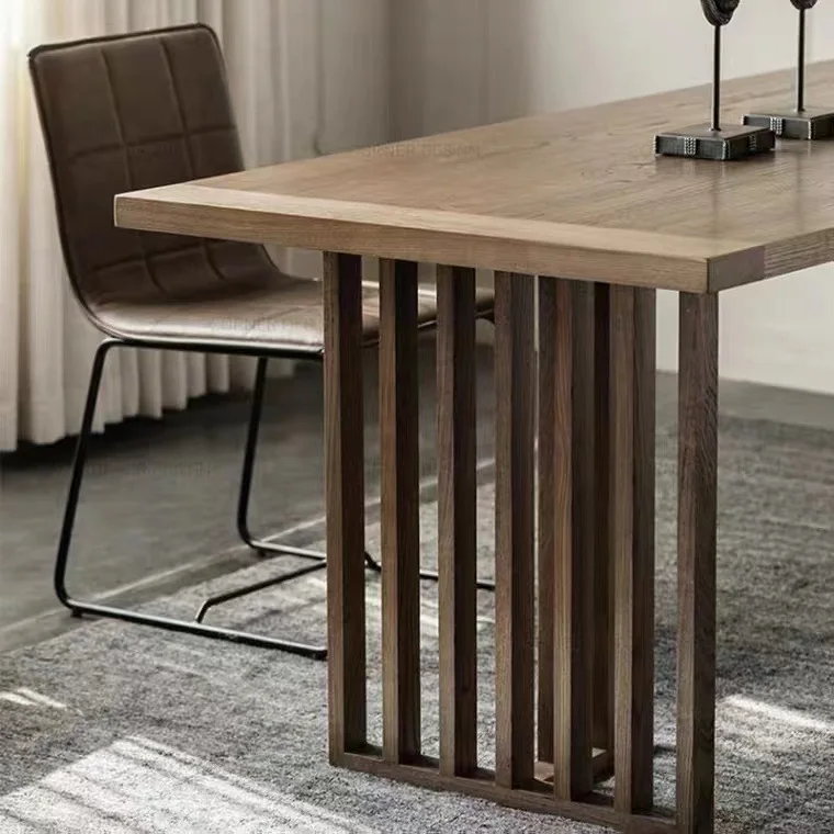 Factory Direct 2026 French solid wood dining table, vintage office desk, European minimalist negotiation table, American light