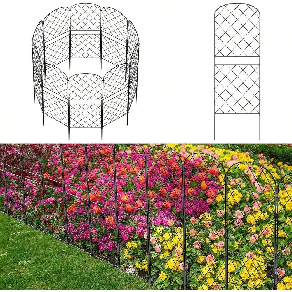 Cercas para Jardín, Paquete de 10, 37.5in de Alto x 10.8ft de Largo, Barrera Metálica Antioxidante para Animales, Sección de Alambre para Perros y Conejos