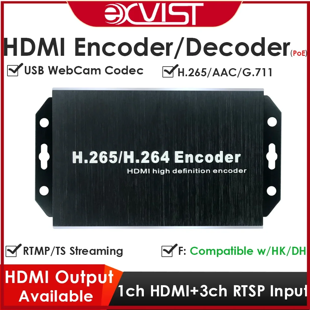 

H.265 1080P PoE HDMI Encoder/Decoder with Loopout & Dual USB2.0 Webcam Recording ONVIF/HK Compatible IPTV YouTube Facebook