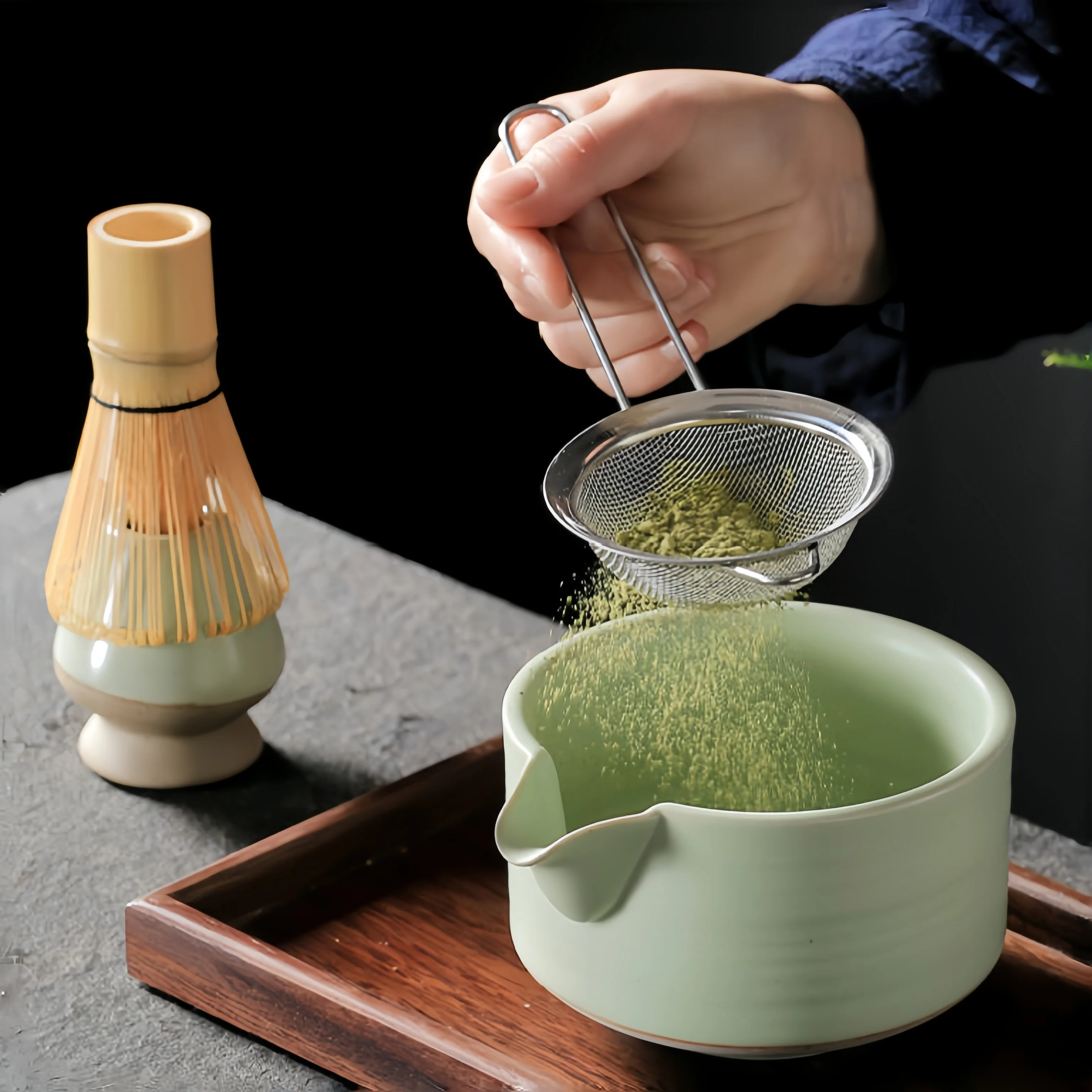 اليابانية ماتشا طقم شاي ماتشا خفقت التقليدية مغرفة ملعقة شاي مغرفة حامل اليدوية حفل عدة لحفل الشاي التقليدي