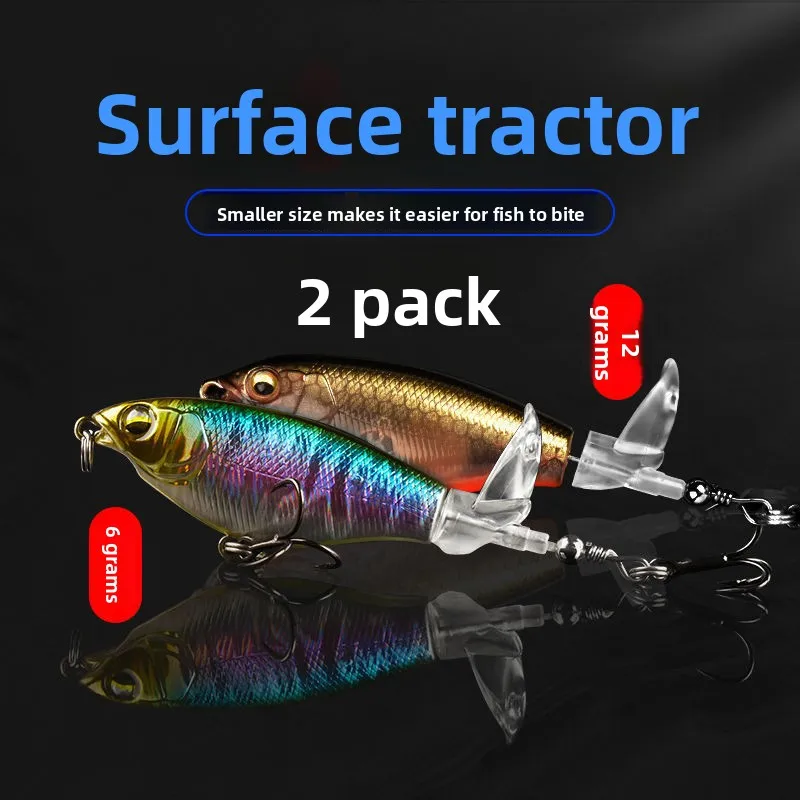 5Pcs Random color Floating Pencil Fishing Lures, Propeller Surface Wobble Baits, Hard Lure Tackle for Bass and Blackfish