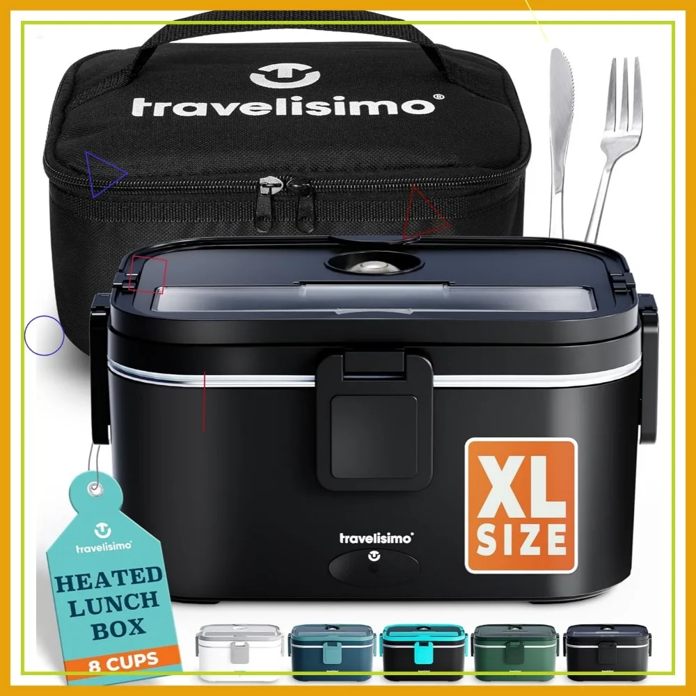 

Extra-Large Electric Lunch Box with 1.8L Capacity, 80W Heating for Travel and Work - Portable Food Warmer