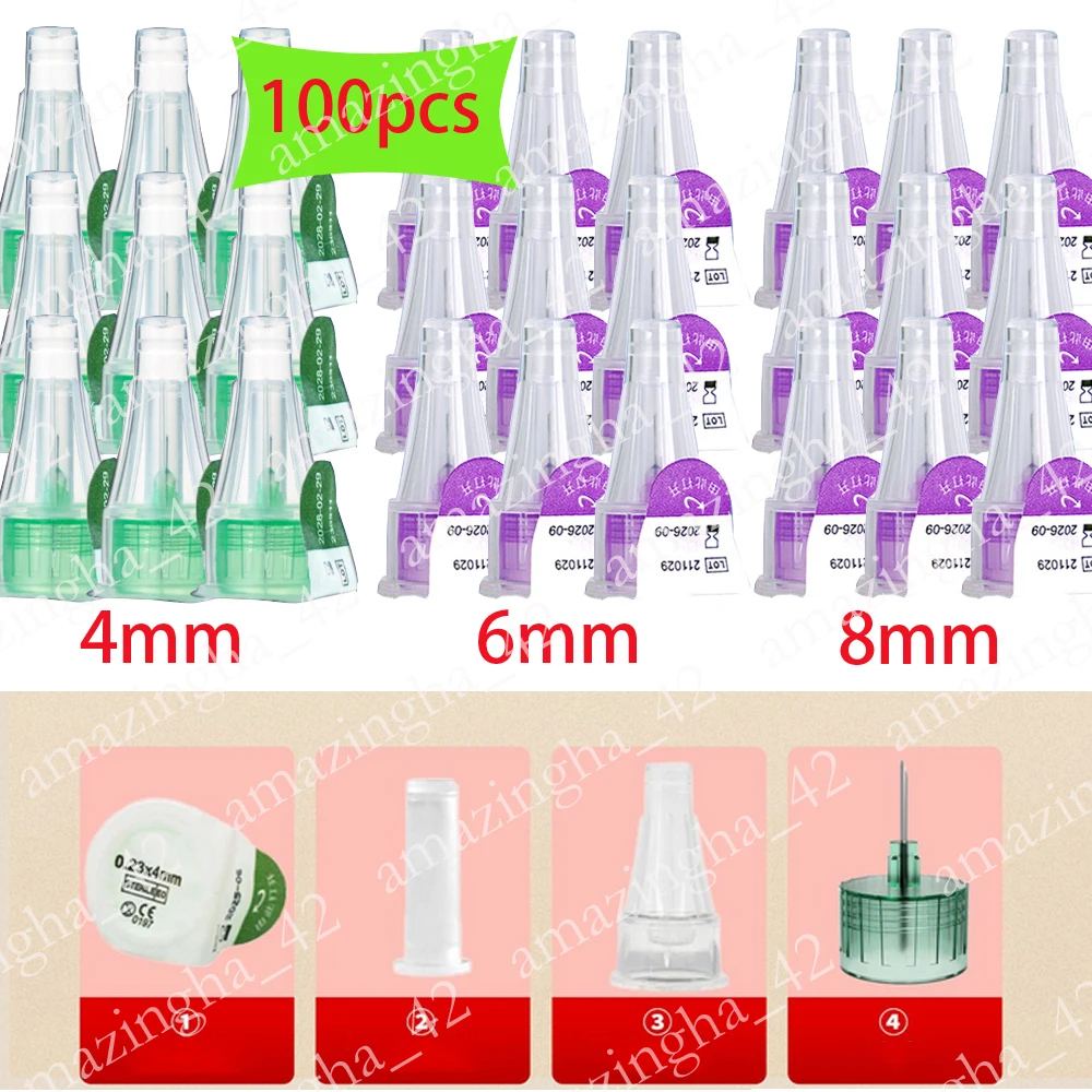 

100 шт. 4/6/8 мм инсулиновые картриджи, наконечник ручки для волшебной ручки для инъекционной ручки инсулина Lilly