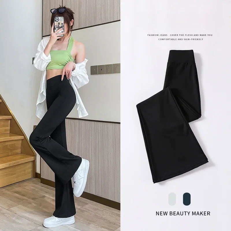 Women's Thin Yoga Bottom Slim Fit Wide Leg Flared Pants Slacks Modern Woman Pants Summer Clothes Women 2024 Trousers Womens Traf