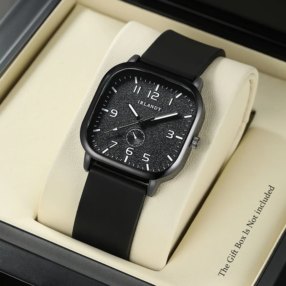 1 Minimalist and Stylish Glow-in-the-Dark Watch – Square Dial with Silicone Strap, Quartz Movement Unisex Wristwatch