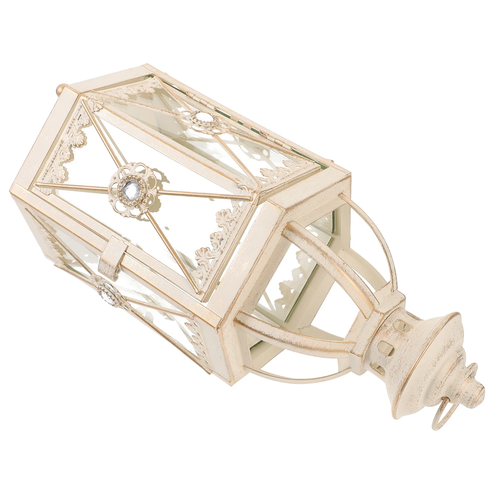 

Iron Lantern Vintage Tabletop Windproof Holder Decorative Candelabrum for Home Office Wedding Party