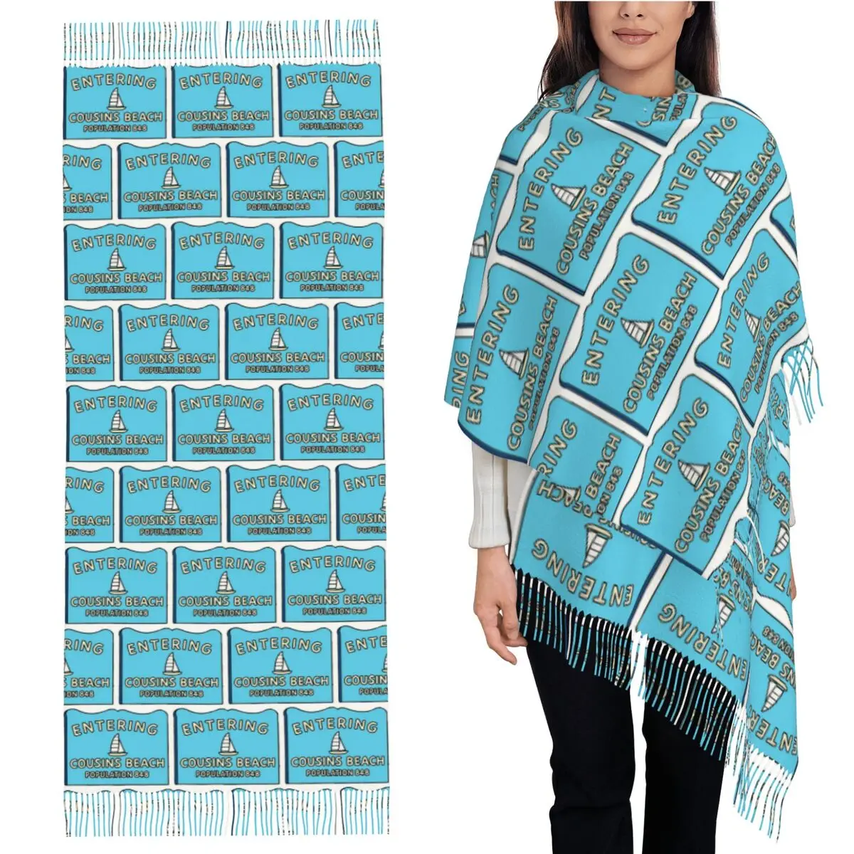 

Пляжный шарф Cousins, шарфы с кисточками для женщин, мягкие теплые шали и накидки, длинная осенне-зимняя шаль