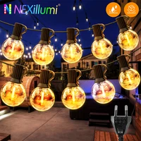 G40 LED Globe String Lights Outdoor EU Plug, IP65 Plastic Bulbs, Balcony Garland Fairy Lamps for Wedding Christmas Party Decor