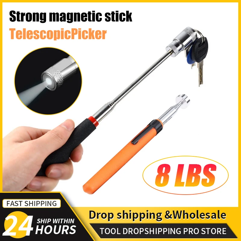 Telescopic Magnetic Pen 1pc 8lb Handy Tool Magnet Capacity for Picking Up Nut Bolt Key Adjustable Pickup Rod Stick Hand Tool