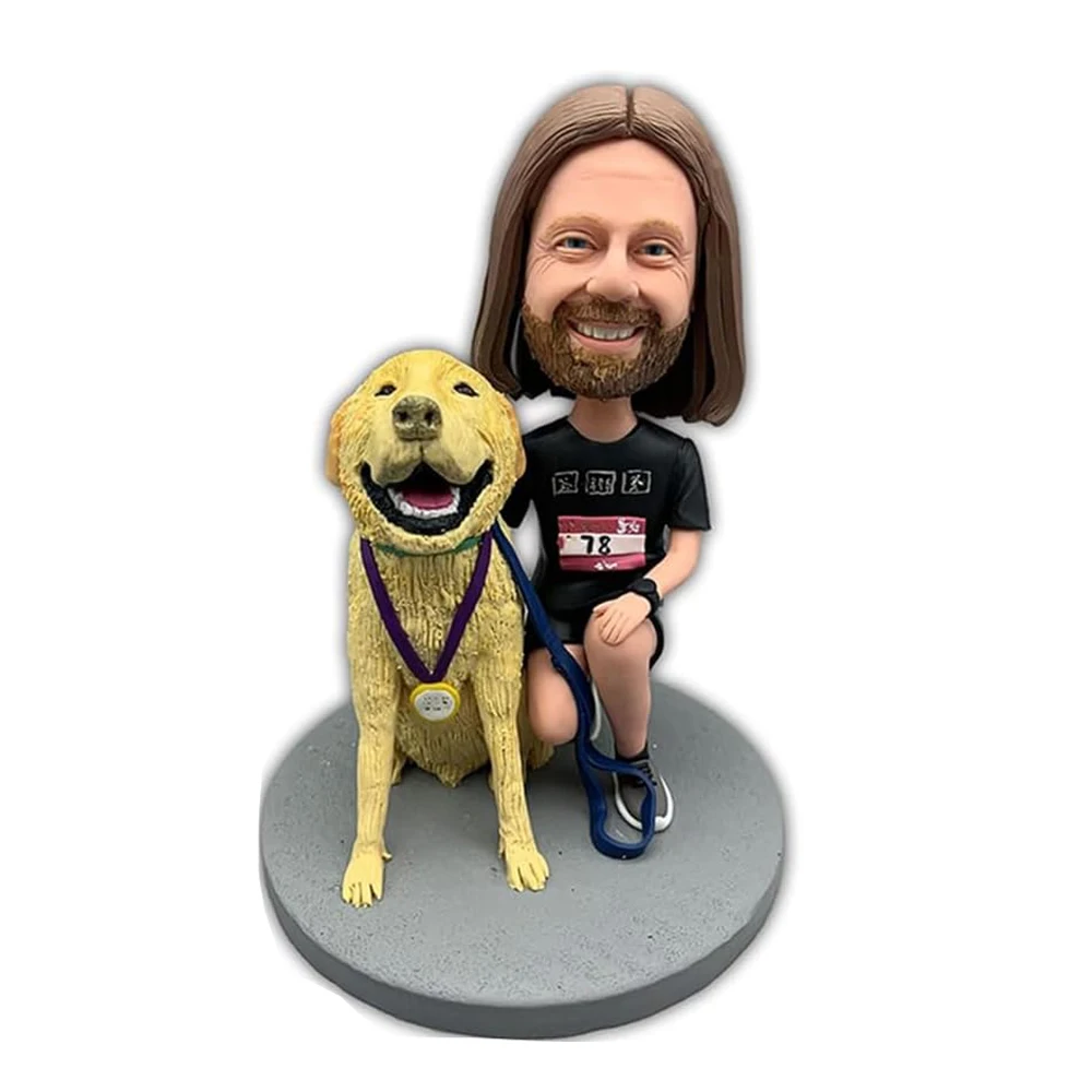 Custom Bobblehead with Person and Dog,Handmade Pet Sculpture,Personalized Cat Statues,Birthday Memorial Day Gifts