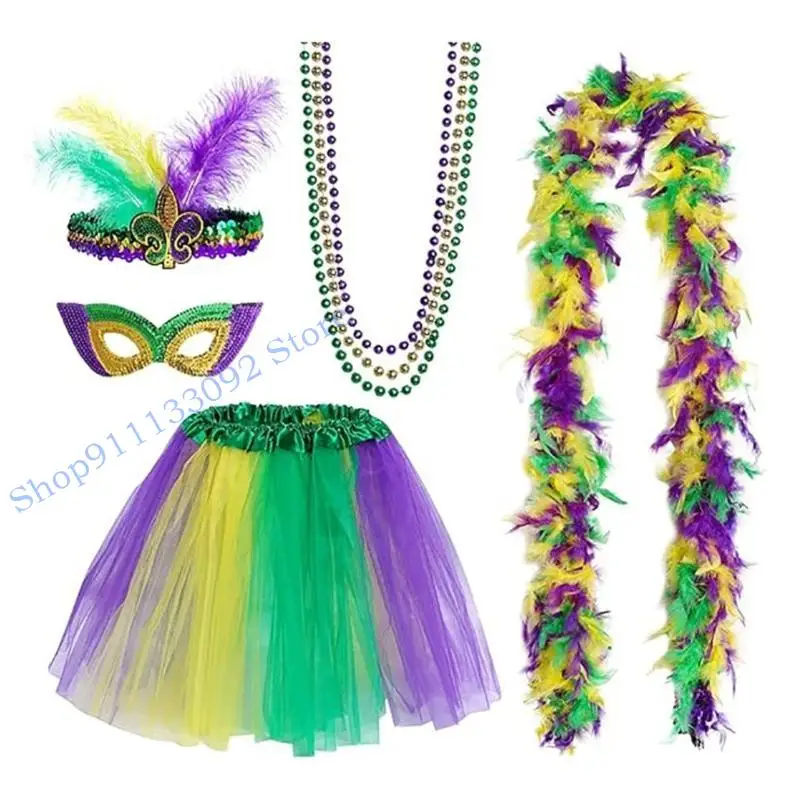 

H9ED Mardi Gras Theme Party Costume Festival Decoration FatTuesday Outfit Accessory