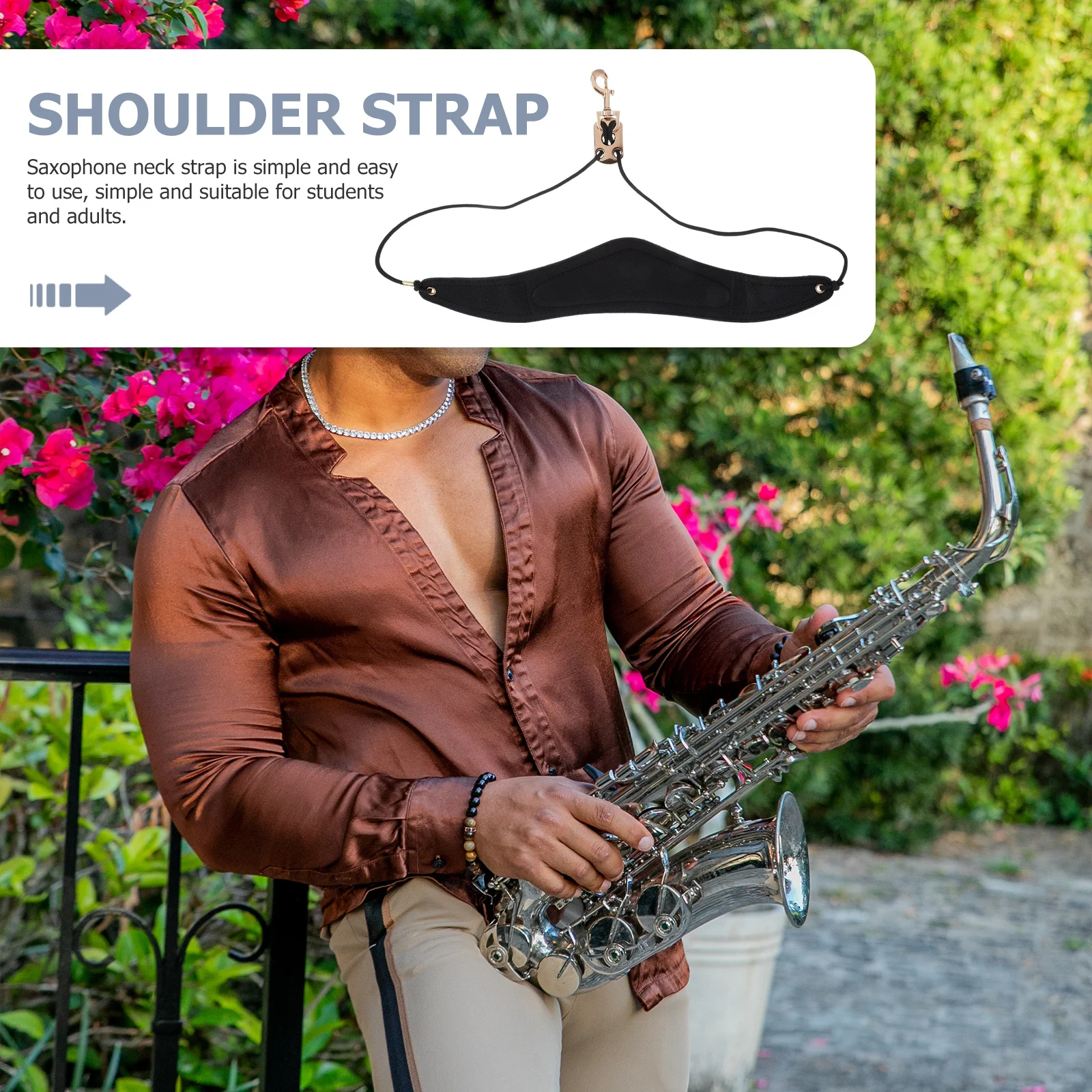 

Single Shoulder Adjustable Saxophone Neck Strap Lightweight Portable for Alto Sax Sax Strap Harness Saxophone Belt Rope